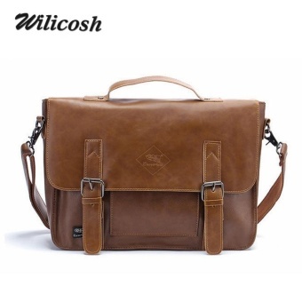 2017 Vintage Style Pu Leather Men Messenger Bags Brand Men Leather Crossbody Shoulder Handbags Casual Men's Travel Bags DB5485(Int: One size) - Intl