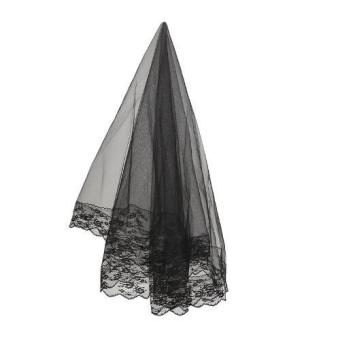 JNTworld 3 Meters Long Lace Veil Bride Veil Cover Veil Scarf Bridal Wedding Veil(Black) - intl