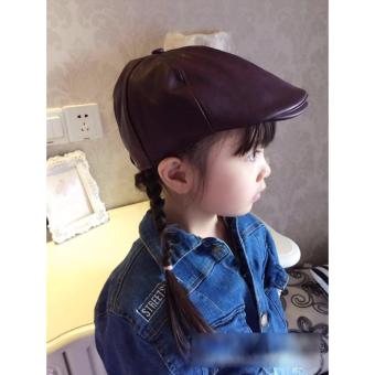 Baby Talk - Cool Cap Baby Girl Hat Topi Kulit Fashion Korea Anak Coffee Polos - Topi Keren Untuk Bayi Balita & Anak