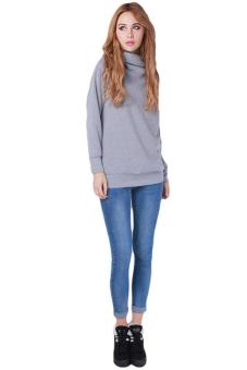 LALANG Women Cowl Neck Loose Pullover Casual Outerwear Grey