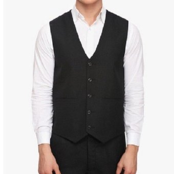BestBlazer Stripe soft black waistcoat (Hitam)