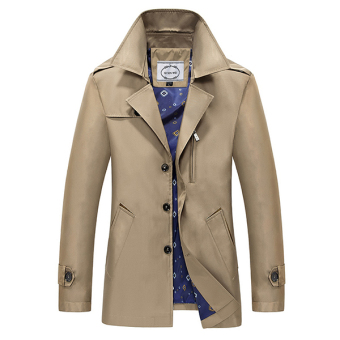 Jaket pria jaket katun panjang dan ramping jantan ukuran kecil kasual jaket jas (coklat ） - International