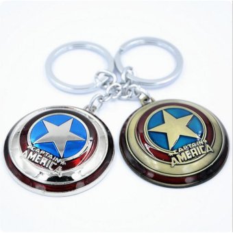 2pcs Movie Key Chain Captain America Shield Keychain Men Gift Key Chain Key Holder - intl