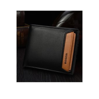 Bogesi New Fashion Genuine PU Leather Wallet Male Bag Brand MenWallets Handbag Purse Black Horizontal - intl