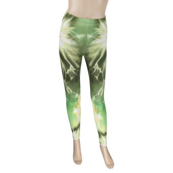 JNTworld Digital Lightning Printed Leggings Pencil Pants Yoga Trousers Casual leggings for Women(Green) - intl