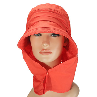 360° Protection Wide Brim Outdoor UPF 50+ Sun Hat Baseball Flap Cap (Orange) - intl