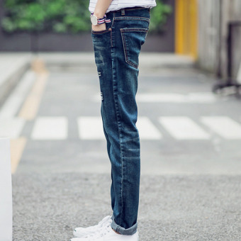 QQ Men's casual jeans trousers Blue - intl