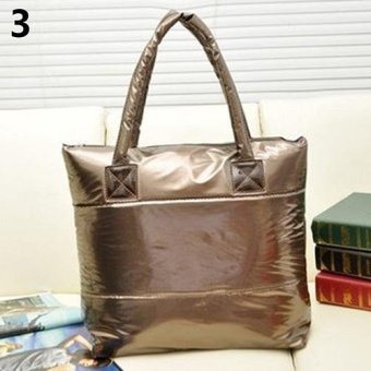 Broadfashion Women Korean Style Space Bale Cotton Tote Casual Shoulder Bag Handbag (Brown) - intl