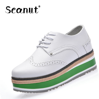 Seanut Woman Lace Up Shoes Thick Bottom Shoes Breathable (White) - intl