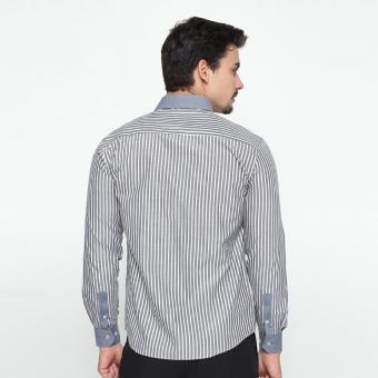 EN-ZY Men Shirt Long Sleeve Striped - Grey