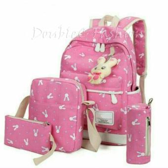 DoubleC Fashion Tas Backpack 4in1 Rabbit Pink