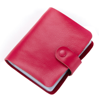 Boshiho® Genuine Leather Credit Card Holder Business Card Holder ID Card Case Book Style 60 Count Name Card Holder Wallet (Hot Pink) - Intl