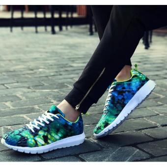 TRENDS Men's casual sports shoes Flat shoes Outdoor sports fitness Running Fashion Multicolor Net cloth Student Sneakers (Green) - intl