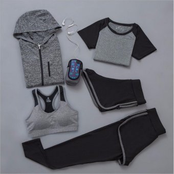 Ladies's Sportswear Running Suit Five-pieces Women Sports Yoga Fast Dry Clothes Include Long-sleeved jacket,T-shirts,Bras,Pants,Shorts. - intl