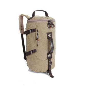 Cask Belt Embellishment Double Zipper Multi Purposes Shoulder Tote Bag KHAKI - intl