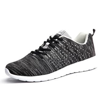 WOC Men's Hollow Single Net Shoes, Mesh Breathable Sports Shoes, Light Running Shoes, Flying Shoes (black and Gray) - intl