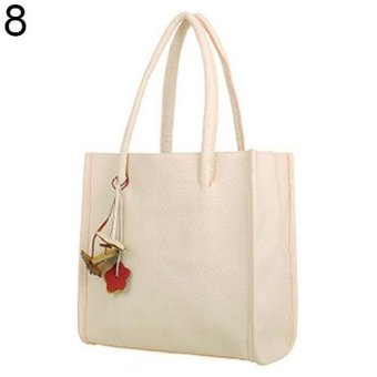 Broadfashion Women's Sweet Candy Colors Flowers Faux Leather Zipper Shoulder Bag Handbag (White) - intl