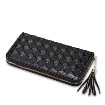 Munoor Genuine Cow Leather Woman Purses Fashionable Walet for Money Clip Holder (Black) - intl