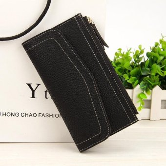 Victory Woman Han edition Wallet Long Zipper multi-function Mobile wallet(Black) - intl