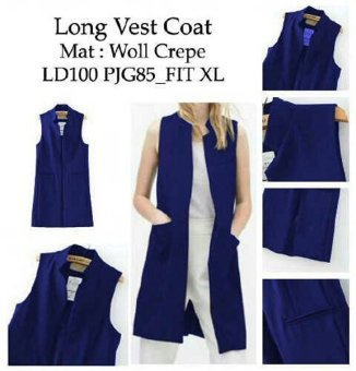 DoubleC Fashion CharleneFashion Long vest coat - (Navy)