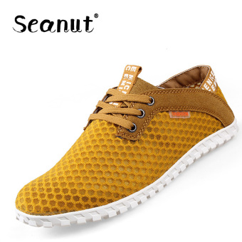 Seanut Men's Casual Sneakers Breathable Mesh Shoes (Yellow) - intl