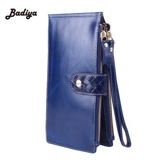 Multifunction Genuine Leather Long Card Pack Practical Card Bag Cowhide Phone Case Ladies Bifold Wrist Bag Credit Card Holder - intl