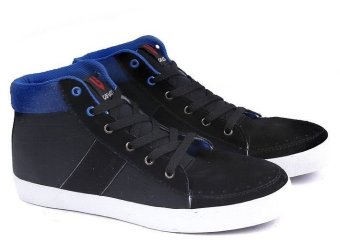 Garucci GNR 753 Sepatu Sneaker Pria - Suede+Canvas - Keren Dan Stylish (Hitam Biru)