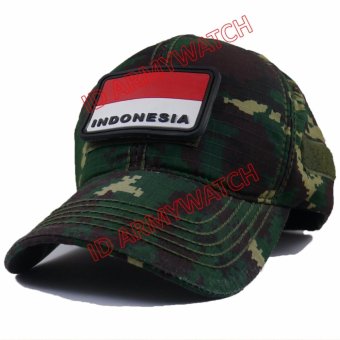 ARMY - Topi Army Hijau Tua Loreng - Badge Indo TOP 1001-29