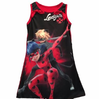 Hequ Hot Selling ladybug girl bow dress miraculous Ladybug Black - intl