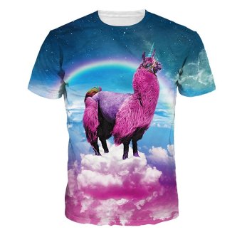 Jiayiqi Lively Alicorn Alpaca Elastic Pretty Rainbow T-shirts