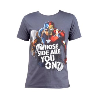 Marvel Captain America Marvel Civil War Whose Side Are You on T-Shirt - Biru