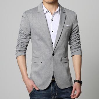 Jaket Jas - Blazer Pria Korean Style - Abu-Abu Tua
