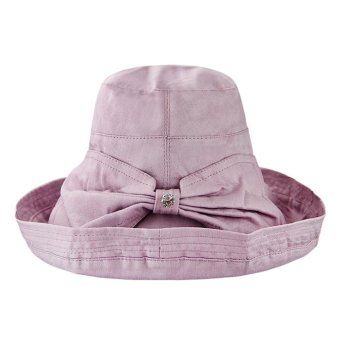 Womens Wide-brimmed Basin Caps Roll-up Edge Sun Protection Sun Hat with Bowknot for Fishing Travelling UPF50+, Purple - intl