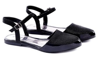 Garucci GGW 6100 Sandal/Sepatu Flat Shoes Wanita - Sintetis - Cantik (Hitam)