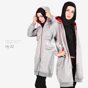 Jaket Hijab Hijacket Wanita Grey Red