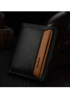 Bogesi New Fashion Genuine PU Leather Wallet Male Bag Brand Men Wallets Handbag Purse Black Vertical