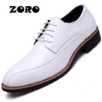 ZORO Men Shoes Genuine Leather Casual Flats Dress Shoes Men Autumn Oxfords Shoes (White) - intl