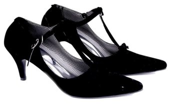 Garucci GBU 4196 Sepatu Fashion High Heels Wanita - Bludru - Modis & Gaya (Hitam)