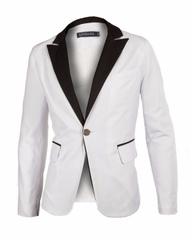 Blazer Cowok - Jas Pria White Design List Style - Putih