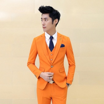 Jaket Jas - Jas Rompi Celana Kantor Pria Korean Style - Orange