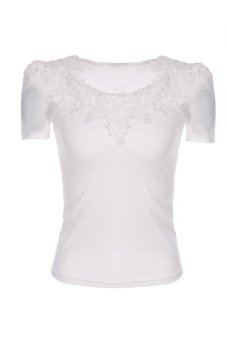 GE Han edition cultivate one's morality short sleeve lace L-XL (White)