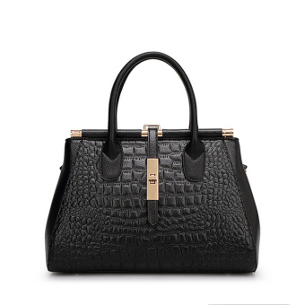 2015 Women Crocodile Leather Bag Real Genuine Leather Handbags Woman Vintage Hand Bag Brands Ladies Black Shoulder Bag