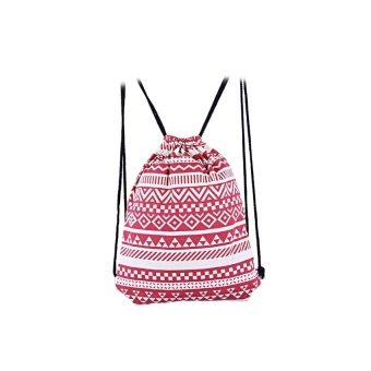 SH Ethnic Striped Geometric Print Rope Canvas Backpack for WomenRed intl