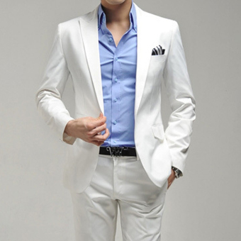 Jaket Kulit - Jas Pria Fashion Style Putih Polos