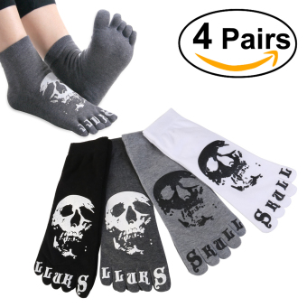 ULTNICE 4 Pairs of Men's Skull Pattern Dress Socks Skull Crew Socks Short Socks - intl