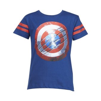 Marvel Civil War Shield Marvel Captain America T-Shirt - Biru