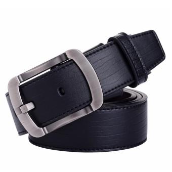 New Style Man's Retro Genuine Leather Pin Buckle Belt MBTCKO-013-1 black