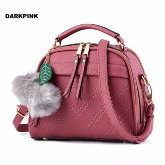 Vicria Tas Branded Kualitas Impor Material PU Leather Plus Gantungan Bola Pompom - Dark Pink
