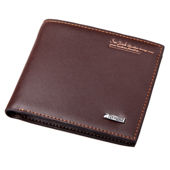 Fashion Men Casual Wallet Long / Short men wallet PU Leather Wallet (Coffee) - intl