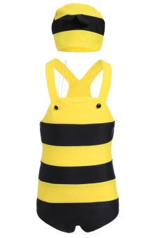 Cyber Arshiner Kids Wear Bee Style Suits One Piece Beach Elastic Swimsuit Swimwear With Hat